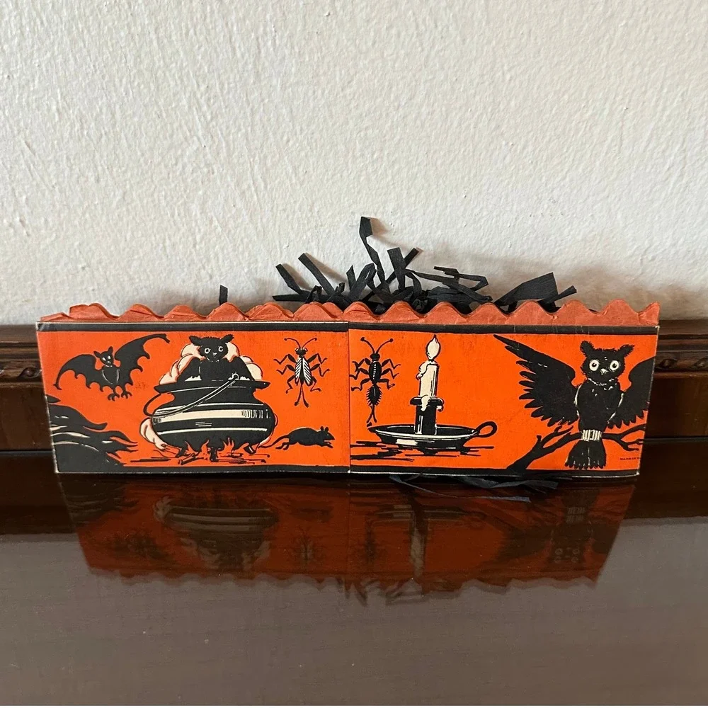 Vintage Halloween Owl Witch Bat Pumpkin JOL Hat Decoration Beistle 1930s